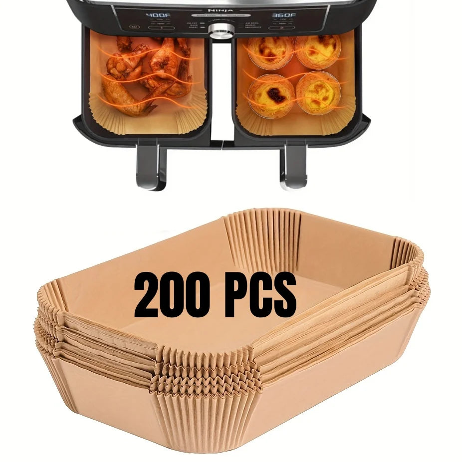 Air Fryer Paper Liners Disposable Oil-Proof Waterproof Baking Paper Round Square And Rectangle Parchment Kitchen Party Suppli
