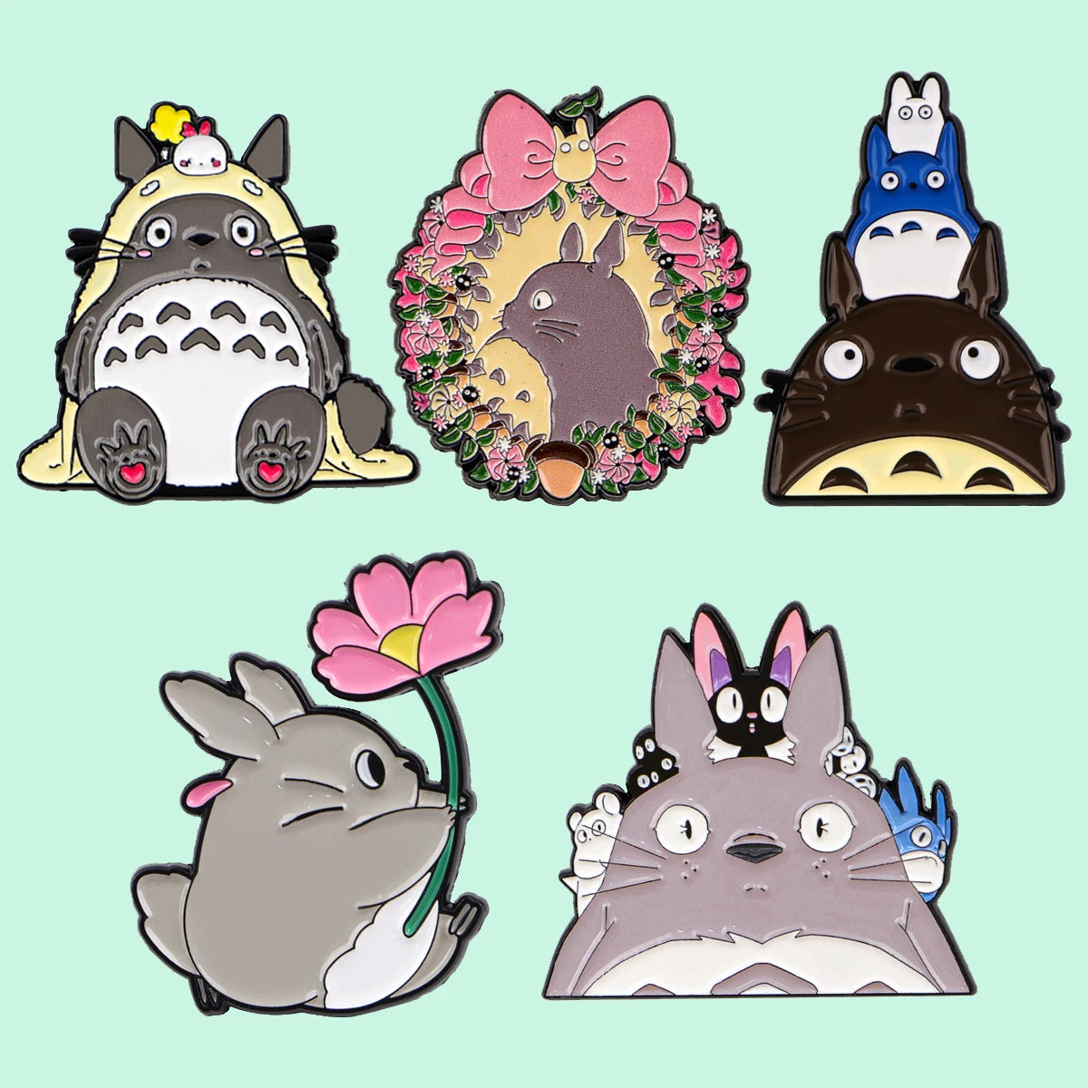 Mix 5pcs/set Grey Genie Enamel Pin Lovely Brooches For Lapel Pins Badge on Backpack Clothing Accessories Fashion Jewelry Gift