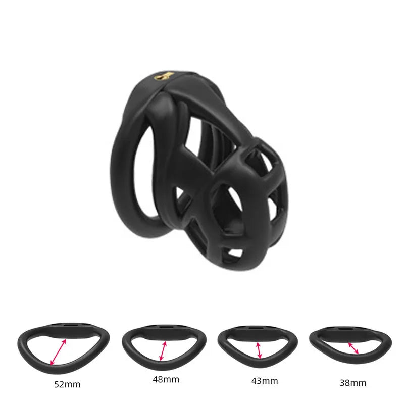 Chastity Men's Lock Chaste Vessel Black Light Pvc Penile Ring Snap Ring Multi Size Cage SM Sex Toys BDSM 3D Invisible Lock - 