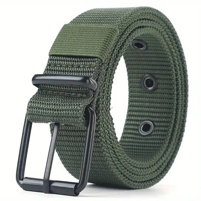 Men's Belt Outdoor Hunting Tactics Belt Multi functional Buckle Nylon Belt Marine Corps Canvas Belt - Green-616