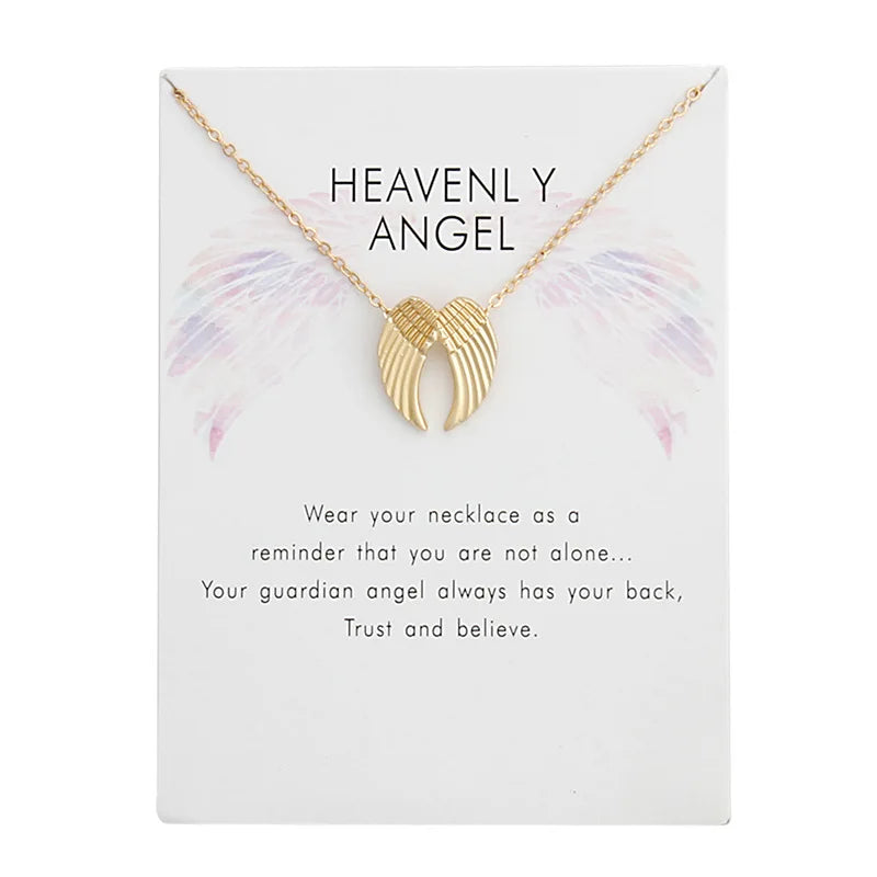New Trendy Fashion Silver Gold Color Alloy Heavenly Angel Wings Pendant Necklaces for Women Girl Fashion Jewelry