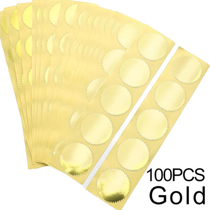 100PCS/Pack 45mm Round Gear Sticker Gold Silver Self Adhesive Steel Seal Stickers Envelopes Invitation Embossing Stamp Props 