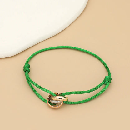 Simple Fashion Unisex Bracelet 3 Metal Round Circle Accessory Adjustable Men's Rope Bracelet for Women Jewelry Gifts
