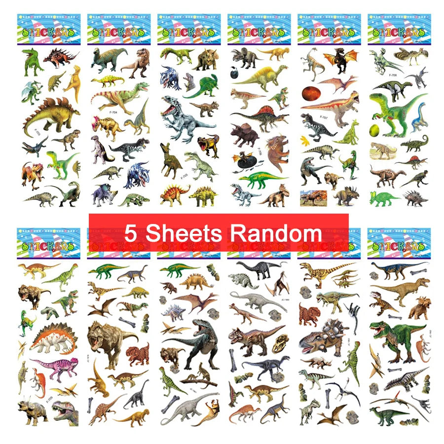 5 Sheets Kids Stickers Puffy Stickers for Children Birthday Christmas New Year Gift for Girl Boy Scrapbooking Cartoon Sticker