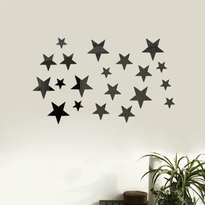 20pcs Star Wall Sticker 3D Acrylic Irregular Mirror Vanity Living Room Decoration Cartoon Wall Stickers for Kids Room Home De
