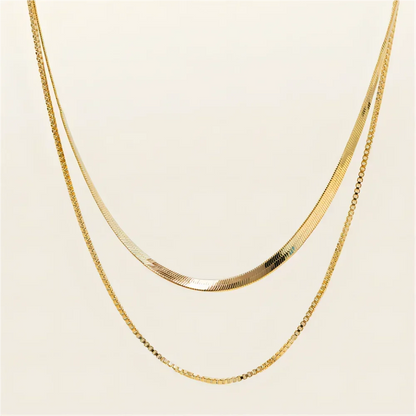 Mariasz Minimalist Snake Lariat Double Chain Necklace Bohemian Gold Color Collarbone Stainless Steel Choker Jewelry for Women