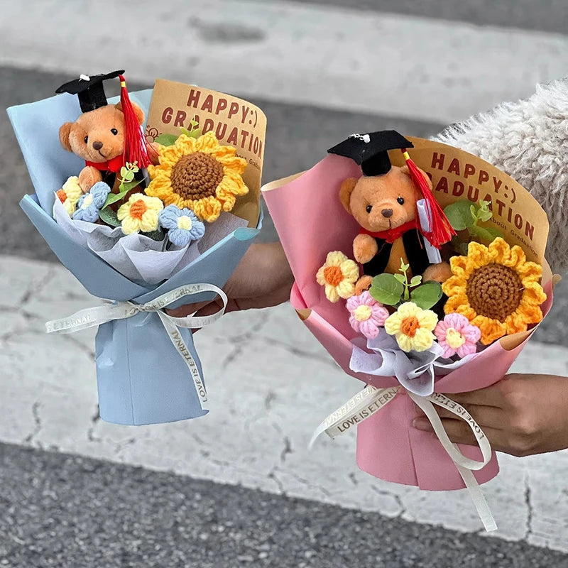 Graduation Bouquet Artificial Crochet Bouquets Hand-woven Flower Bouquet Gifts Teacher's Day Graduation Gift Flowers