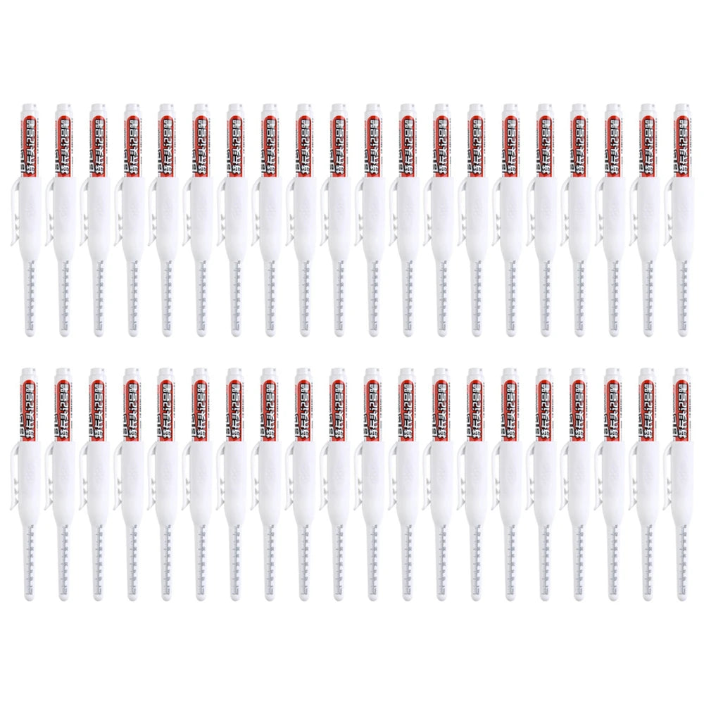 4-40Pcs White/Black/Blue/Red 45mm Deep Hole Marker Pens Long Nib Head Carpenter Pen Waterproof for Measuring Woodworking Offi