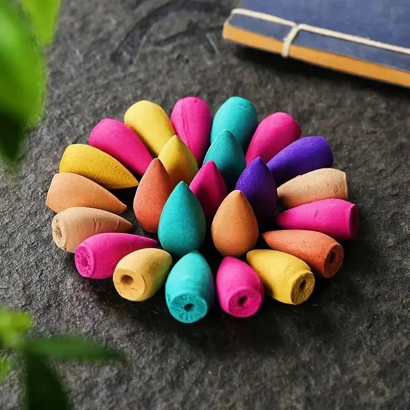 Backflow Incense Cones for Waterfall Mixed Natural Scents Waterfall Incense Burner Holder Gift Ideal for Yoga Aromatherapy - 