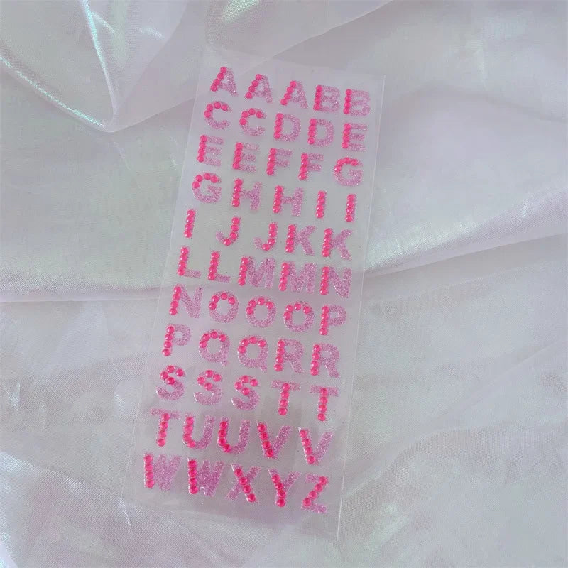 1Pcs Glitter A-Z Alphabet Letters Sticker Scrapbooking Stationery School Supplies Black/Gold/Silver/Red/Blue/Pink/Purple/Gree