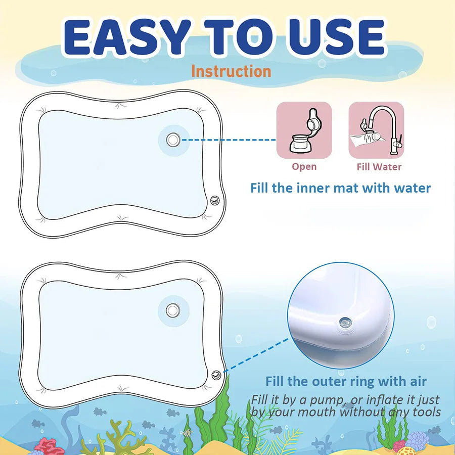 Baby Water Play Mat Inflatable Cushion PVC Infant Tummy Time Toddler Water Pad For Kids Early Education Developing Activity T