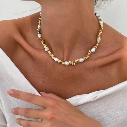 Fashion Vintage Silver Color Geometric Bead Chain Necklace For Women Female Boho Tassel Heart Pendant Jewelry - NES-25919-10