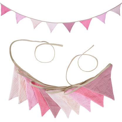 2.6M Nursery Fabric Bunting 10 Triangle Pennant Flags Party Decor Banner Home Baby Shower Carnival Garland