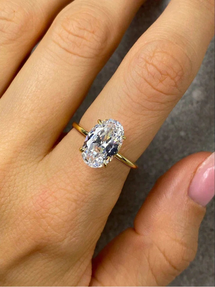925 Sterling Silve 1-8CT Zircon Gorgeous Shiny Oval Stone Ring For Women Engagement Wedding Luxury Fine Jewelry