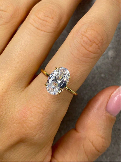 925 Sterling Silve 1-8CT Zircon Gorgeous Shiny Oval Stone Ring For Women Engagement Wedding Luxury Fine Jewelry