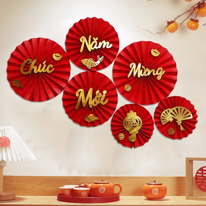 Vietnamese Spring Festival Decorations Paper Flowers Hanging Ornament 2026 New Year Home Decoraitons Room Wall Decor
