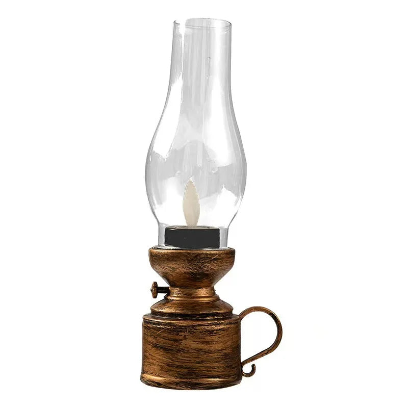 Vintage Lantern Retro Design LED Hanging Oil Lamp Battery Operated Decorative for Home Holiday Christmas Gifts Home Decor - C