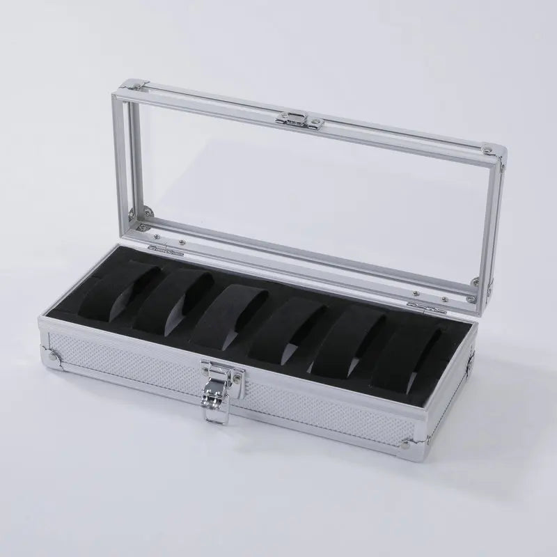 Aluminum Structure Watch Storage Box 12 Grid Slot Jewelry Display Square Case Suede Inside Rectangle Watch Holder for Organiz