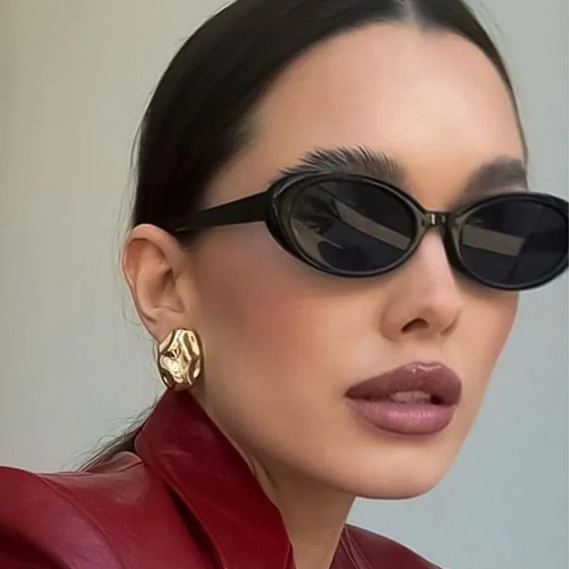 Small Oval Sunglasses for Women's Vintage Design Sun Glasses Shades Female Sexy Retro Punk Men Sunglass Outdoor Trendy Eyewea