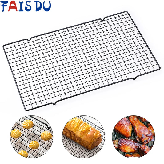 FAISDU 1pcs Single Layer Stainless Steel BBQ Bread Cake Cooling Rack Drip Dry Rack Cooling Grid Baking Pan Household Baking T