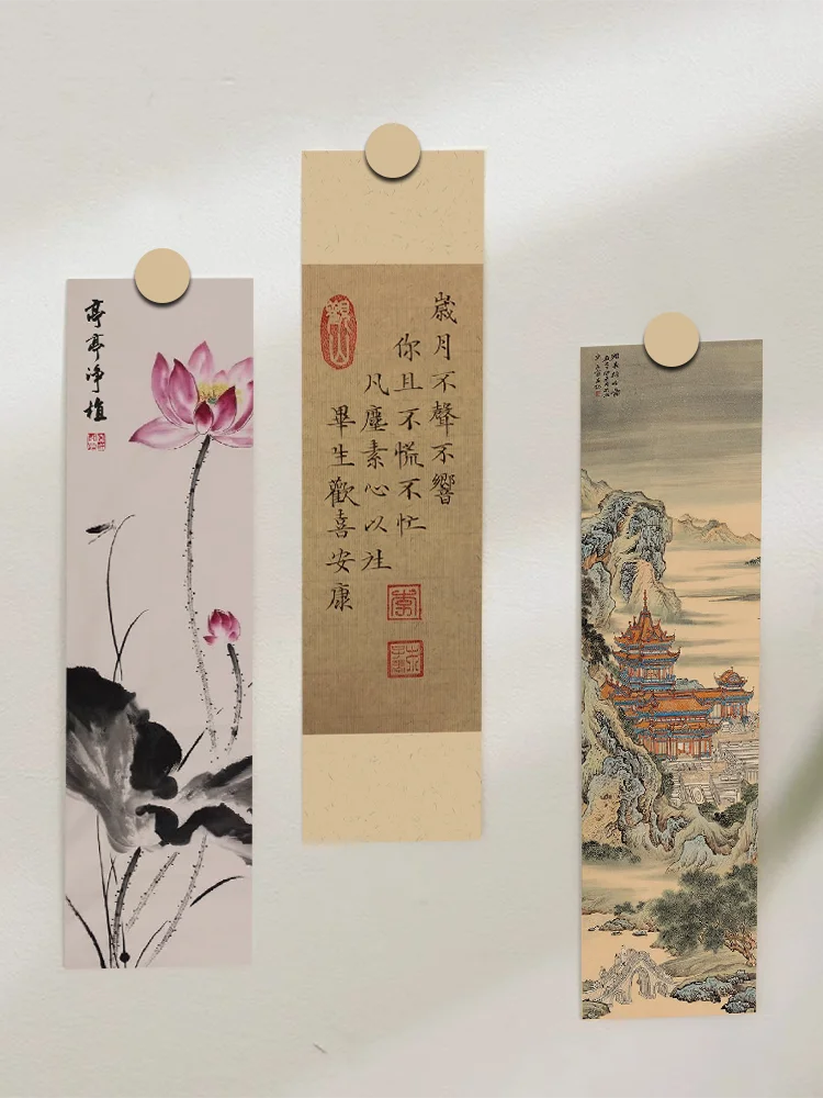 30pcs Chinese calligraphy and painting bookmarks Classical ink painting poetry decoration Reading pages Book marking page fol