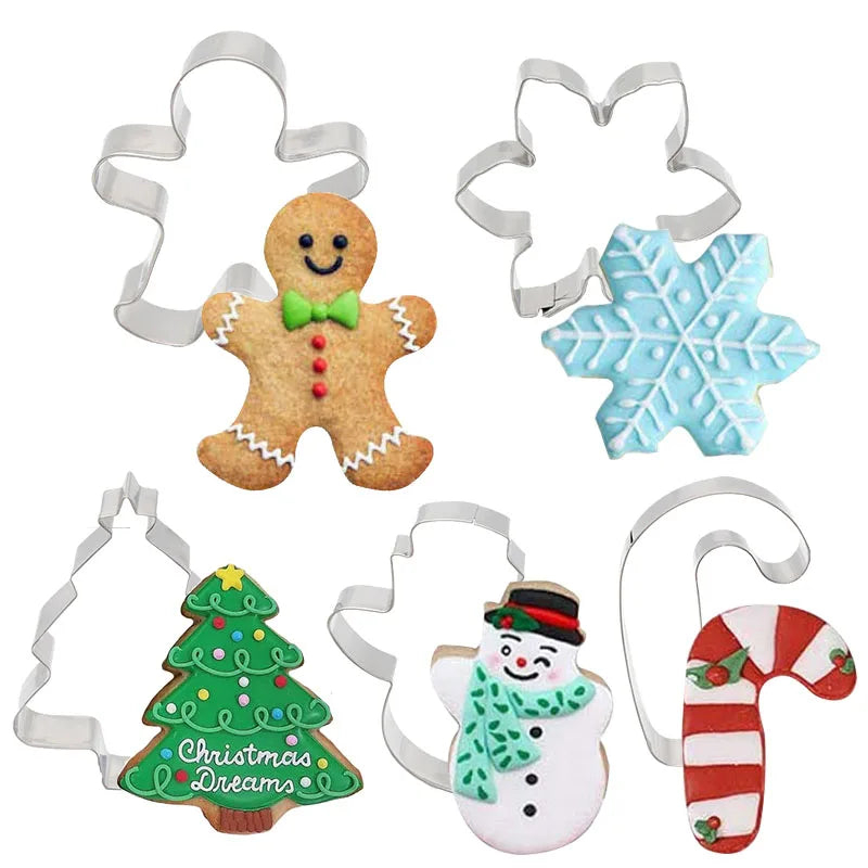 5Pcs/set Christmas Cookie Cutter Gingerbread Xmas Tree Mold Christmas Cake Decoration Tool Navidad Gift DIY Baking Biscuit Mo