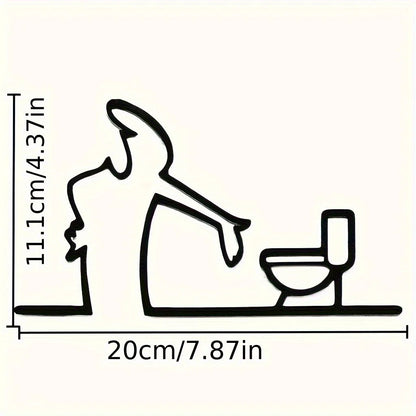 2D Flat, High-Quality 2D Flat Metal Self-with holes, Black Frame Modern Home Decor for Bathroom - Easy to Install Wall Art