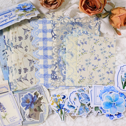 100 Pcs Vintage Scrapbooking Paper Collage Self-Adhesive Stickers DIY Crafts Decoration Journal Embellishments Paper Material