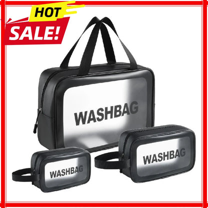 Dry-wet separation double transparent PU makeup bag portable washing bag cosmetic storage bag travel fitness swimming essenti
