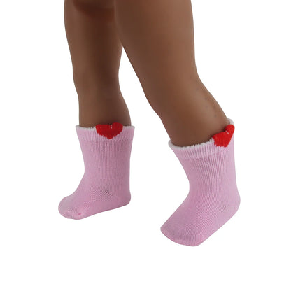 Doll Accessories Socks Heart Stripe Solid Color Knit Doll Socks For 43cm Baby New Born&18 inch American,OG Girl Doll Toy - BE