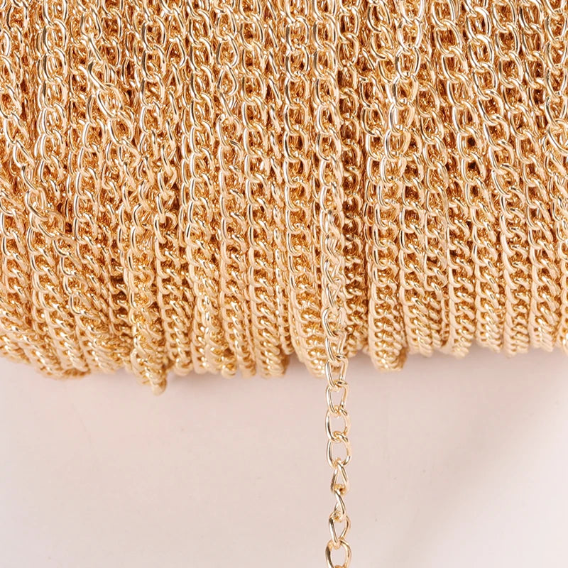 2 Meter Flat 2.5/3.5/4.5mm Extension Thin Chain Metal Chain DIY Necklace Body Chain Jewelry Making Chain Accessories - KC gol