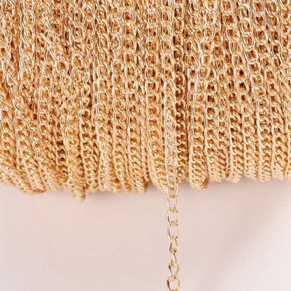 2 Meter Flat 2.5/3.5/4.5mm Extension Thin Chain Metal Chain DIY Necklace Body Chain Jewelry Making Chain Accessories - KC gol