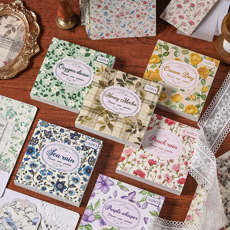 100pcs Vintage Paper Multi Style Deco Retro Stationery Supplies Writing Paper Junk Journal Label Scrapbooking Material Suppli