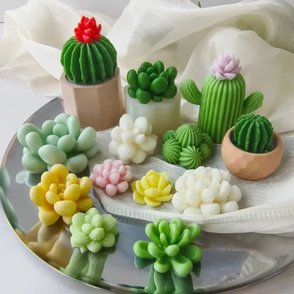 DIY Cactus Aromatherapy Candle Silicone Mold Simulation Cactus Dropper Resin Gypsum Ornament Mold DIY Glue Resin Succulent Mo