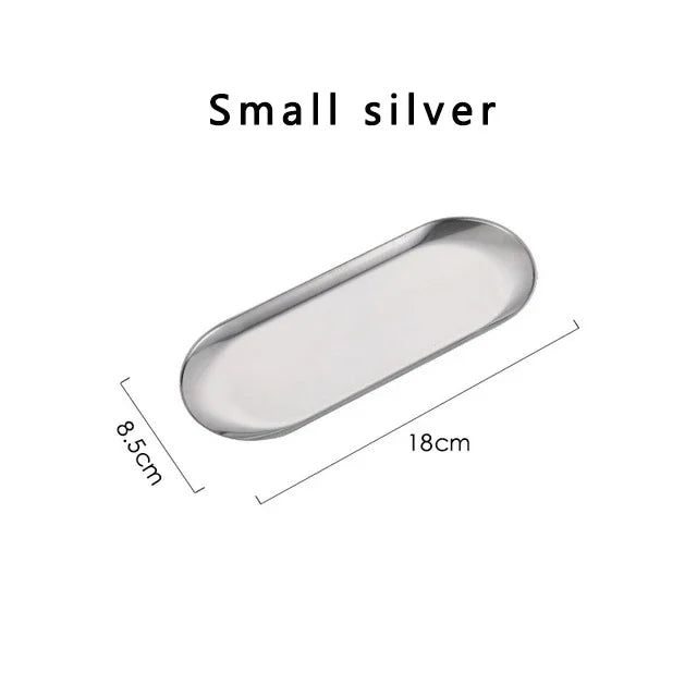 Stainless Steel Gold Dining Plate Dessert Plate Nut Fruit Cake Tray Snack Kitchen Plate Western Steak Kitchen Plate Dish - S 