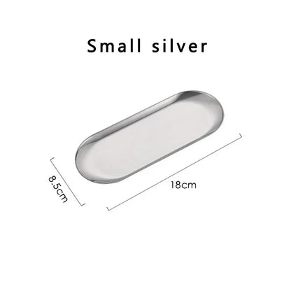Stainless Steel Gold Dining Plate Dessert Plate Nut Fruit Cake Tray Snack Kitchen Plate Western Steak Kitchen Plate Dish - S 