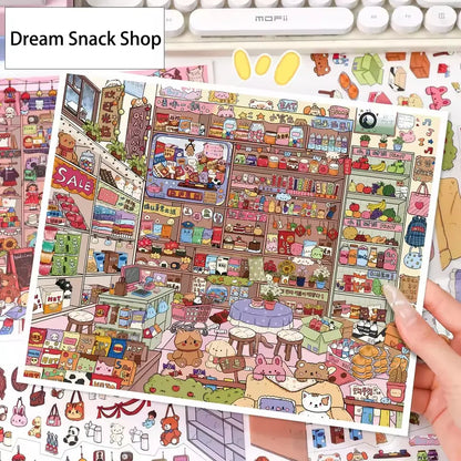Extra-Large Vintage Grocery Store Scene Stickers Miniature Stickers for Product Storage Series 3D DIY Decorative Collage Stic