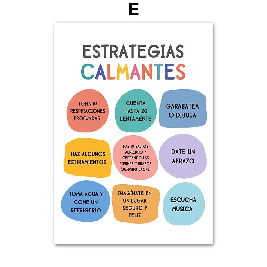 Modern Spanish Calm Corner Canvas Prints Aesthetic Inspirational Education Classroom Wall Art Poster for Home & School Decor