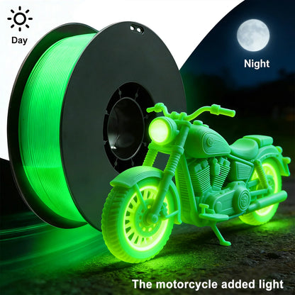 DIY Christmas Gift, 1.75mm PLA Luminous 3D Printer Filament, 200g(0.44L）Spool, Glow in the Dark, for Most FDM Printers