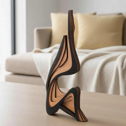 Wooden Sculpture Art Decorative Figurine, Minimalist Irregular Shape Home Decoration, Unique Curved Wood Carving Ornament