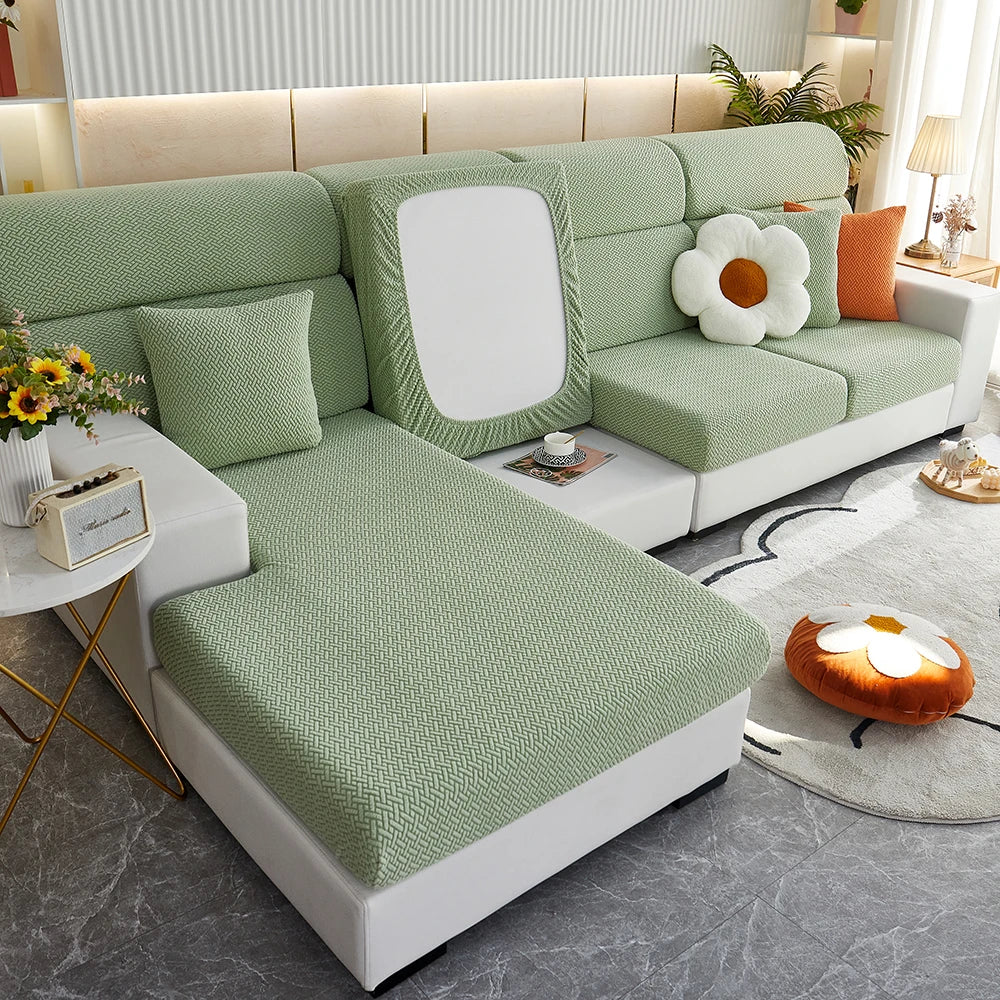 1pc Jacquard Sofa Slipcover Twill Pattern Elastic Sofa Covers Furniture Protector for Bedroom Office Living Room Home Decor -