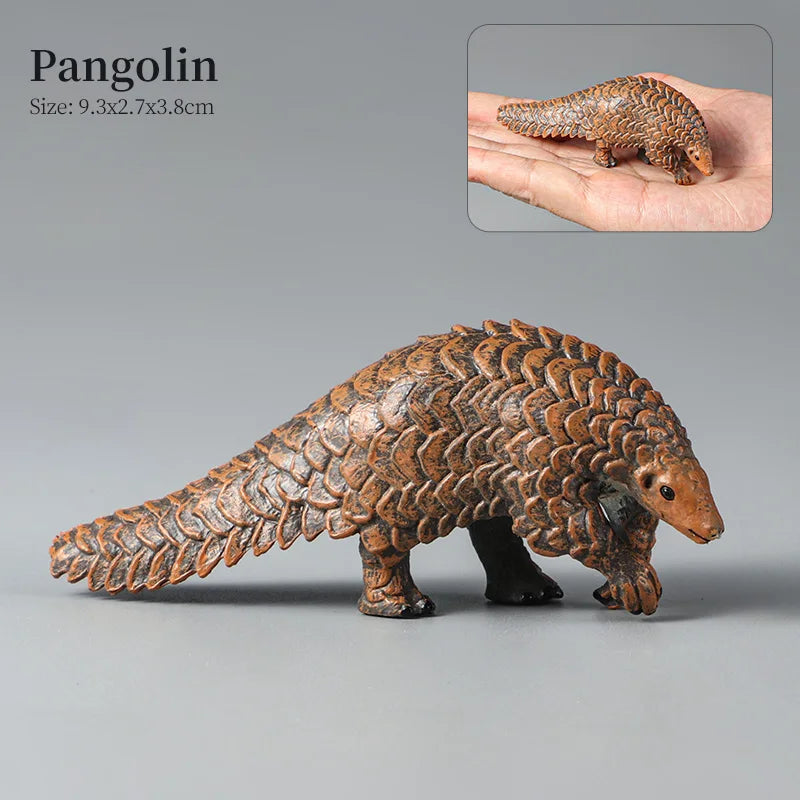 Montessori Wild Animals Model Toy Set - Lion Elephant Antelope Action Figures Miniature Zoo Figurines Educational Kids Gift -