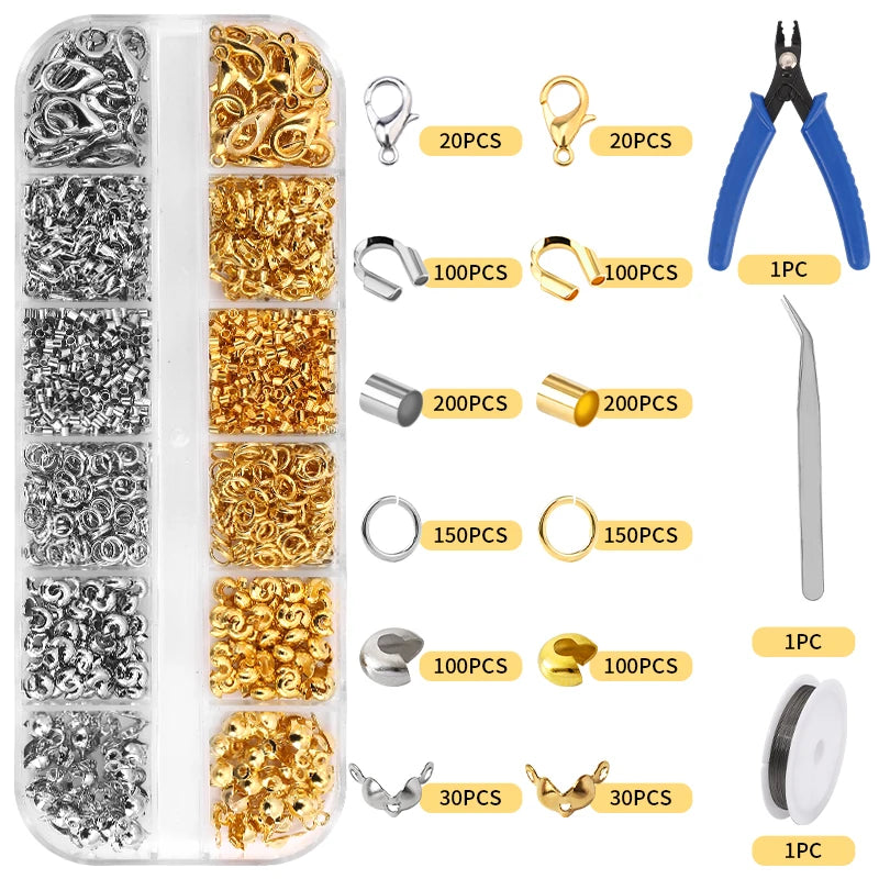 Jewelry Making Supplies Kit with Jewelry Tools Open Jump Rings Lobster Clasps Crimp Beads Earring Hooks Accessories for Jewel