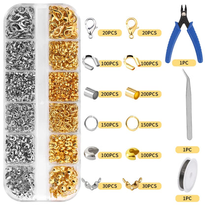 Jewelry Making Supplies Kit with Jewelry Tools Open Jump Rings Lobster Clasps Crimp Beads Earring Hooks Accessories for Jewel