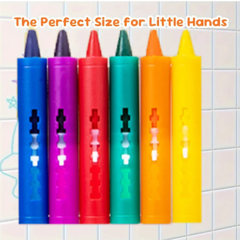 Washable Bath Crayons Kit – Vibrant Bathtub Markers for Kids, Easy to Clean, Enjoyable Shower Art and Craft Supplies - 6pcs