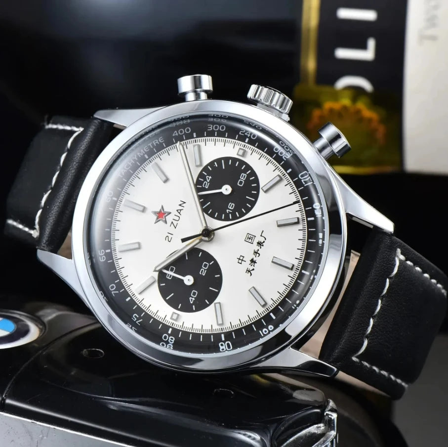 Men's watches 1963 pilot automatic watch 42mm waterproof retro quartz chronograph vintage dress watch - Q