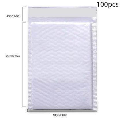 100Pcs White Bubble Envelopes With Bubble Buffering And AntiCollision SelfAdhesive Sealing Strips For Express Packaging - 18x