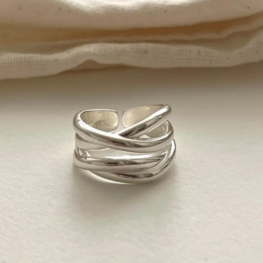 925 Sterling Silver Rings for Women Couple Minimalist Handmade Simple Wide Open Ring Prevent Allergy Jewelry Party Wedding Gi