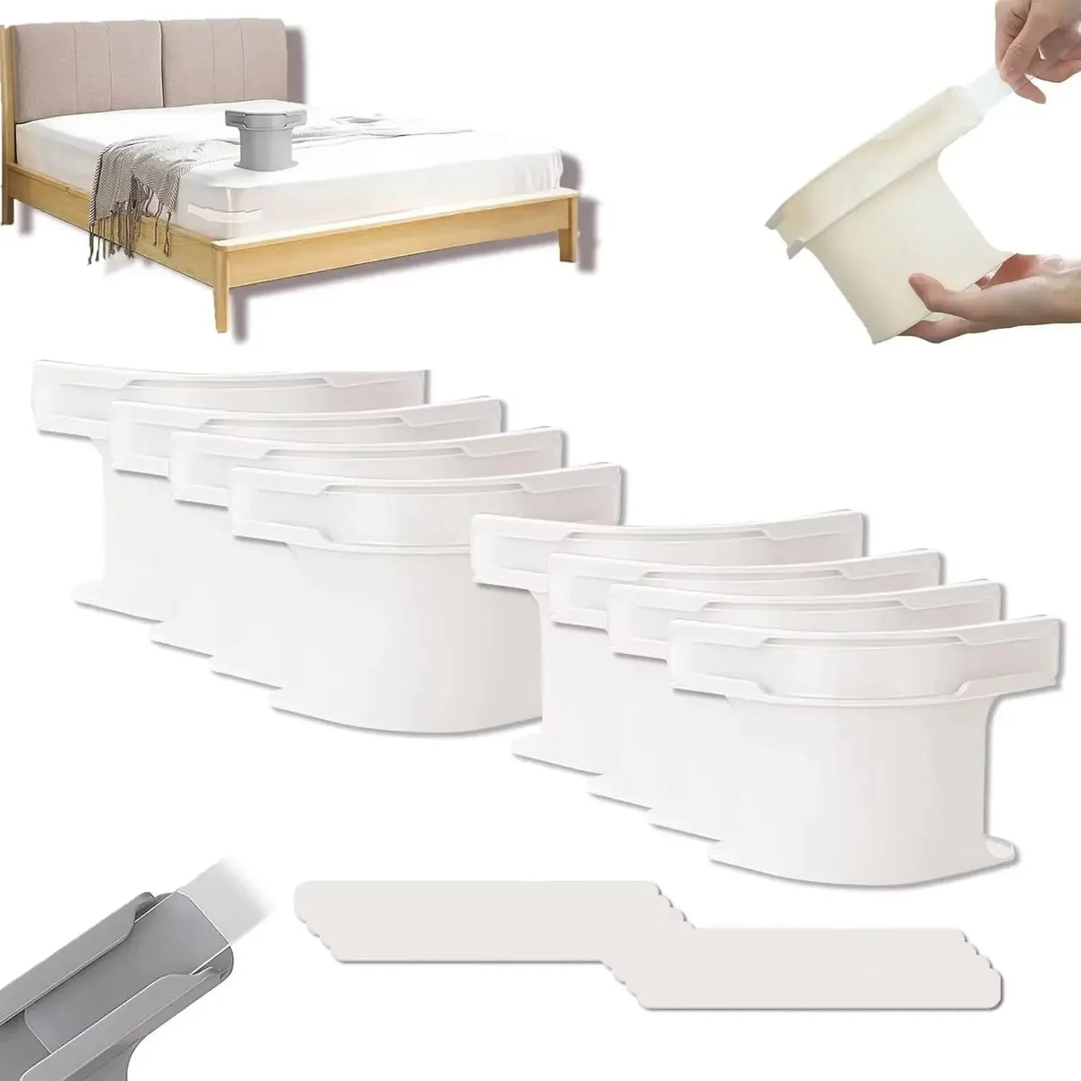 8/4Pcs Heavy Duty Bedsheet Corner Tightener Clips Materials Durable and Reliable Bed Sheet Grippers for Protectors - White 8P