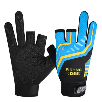 Fishing Gloves for Men Summer Fishing Road Sub Sunscreen and Anti Slip Ice Silk Breathable Thin Three Finger Gloves